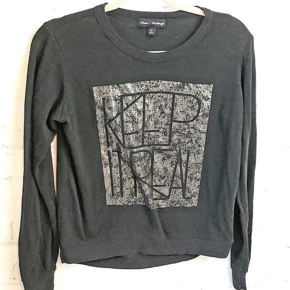 MASON & MACKENZIE "KEEP IT REAL" BLACK SWEATER MED - Picture 6 of 6